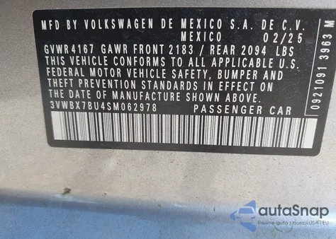 2025 Volkswagen Jetta 1.5T Sport from USA, damaged, VIN 3VWBX7BU4SM062978